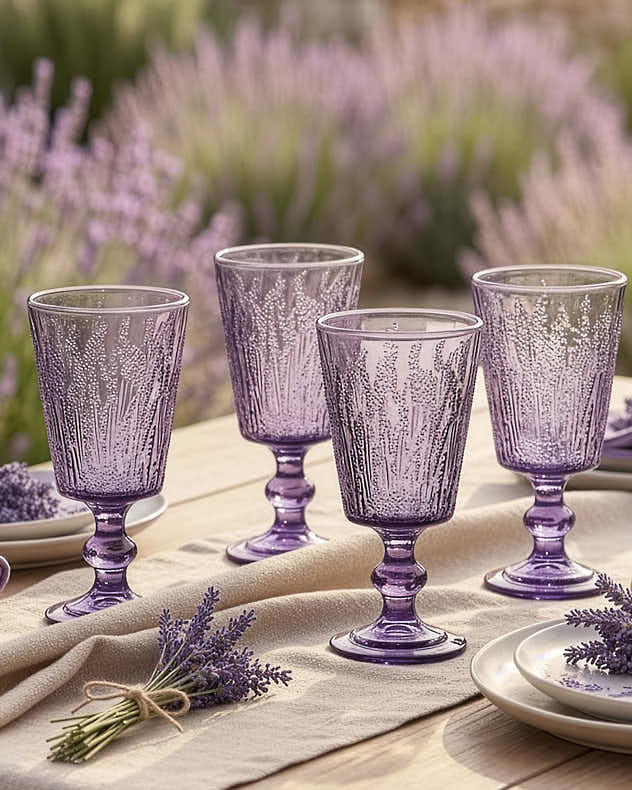 Single Purple Glass Wine Glasses - Lavender Wine Goblet