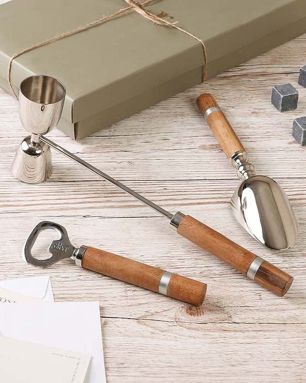 Wooden Cocktail Tools Barware Gift