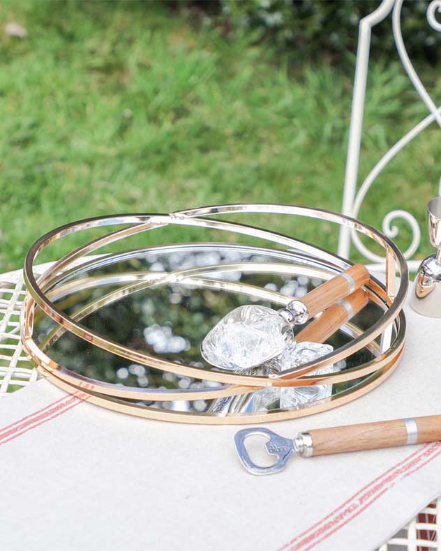 Rose Gold Mirrored Drinks Tray