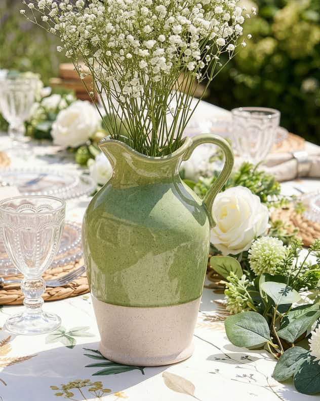Vases - Green & White Two Tone Jug Vase