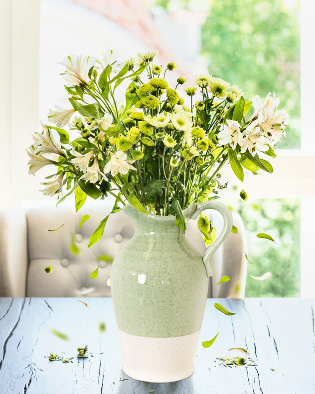 Green and White Two Tone Jug Vase
