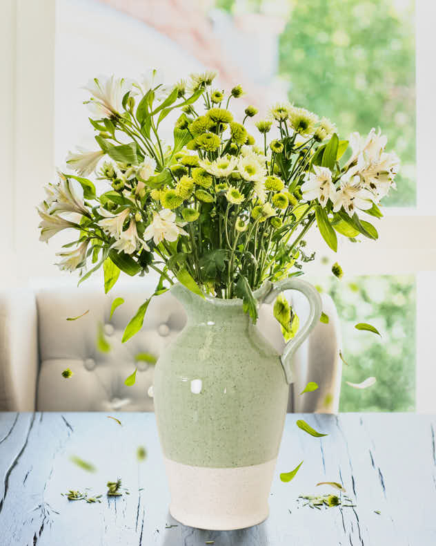 Green & White Two Tone Jug Vase