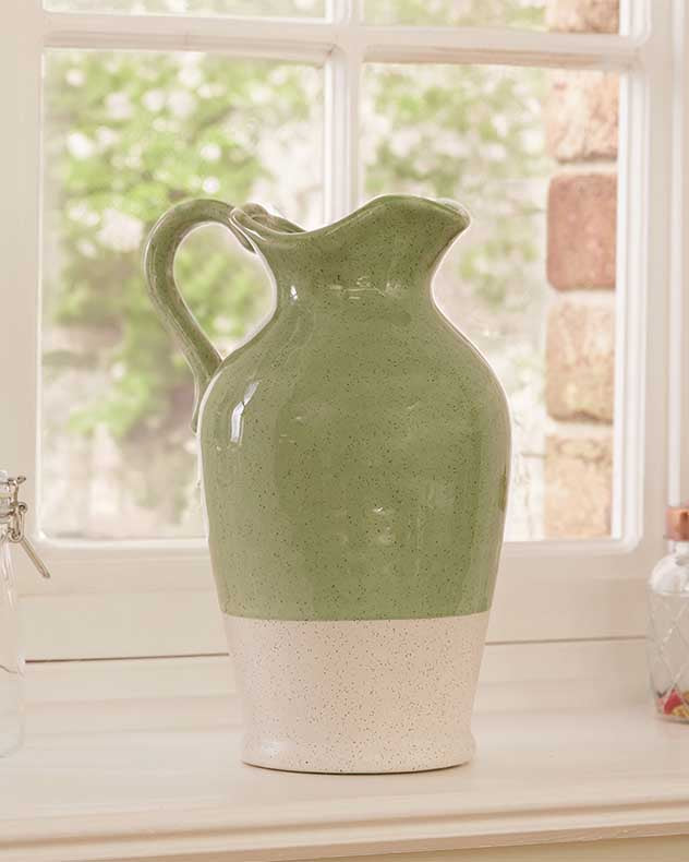 Vases - Green &amp; White Two Tone Jug Vase