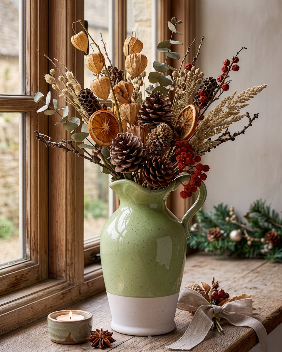 Green &amp; White Two Tone Jug Vase