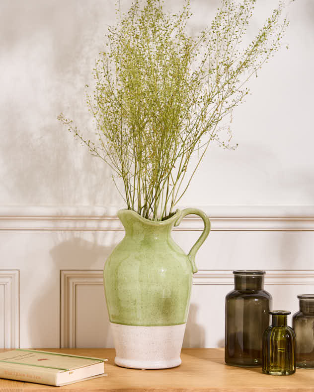 Green & White Two Tone Jug Vase