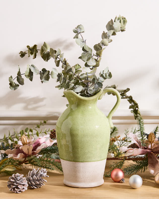 Green & White Two Tone Jug Vase