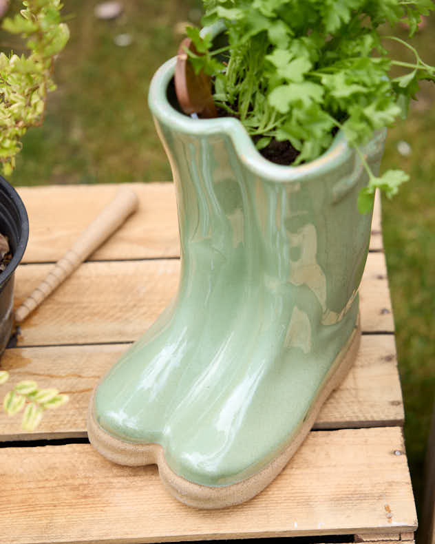 Large Green Welly Boot Planter