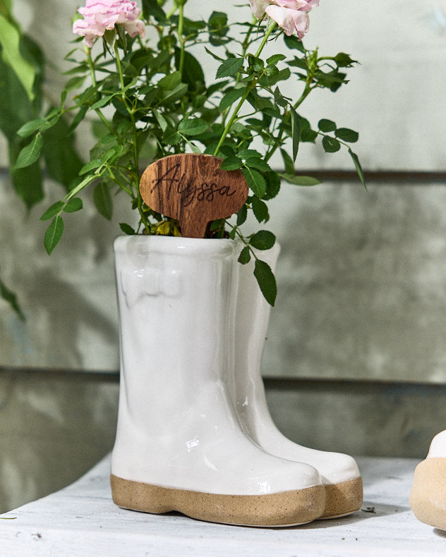 Welly Boot Ceramic Planter with Personalised Marker