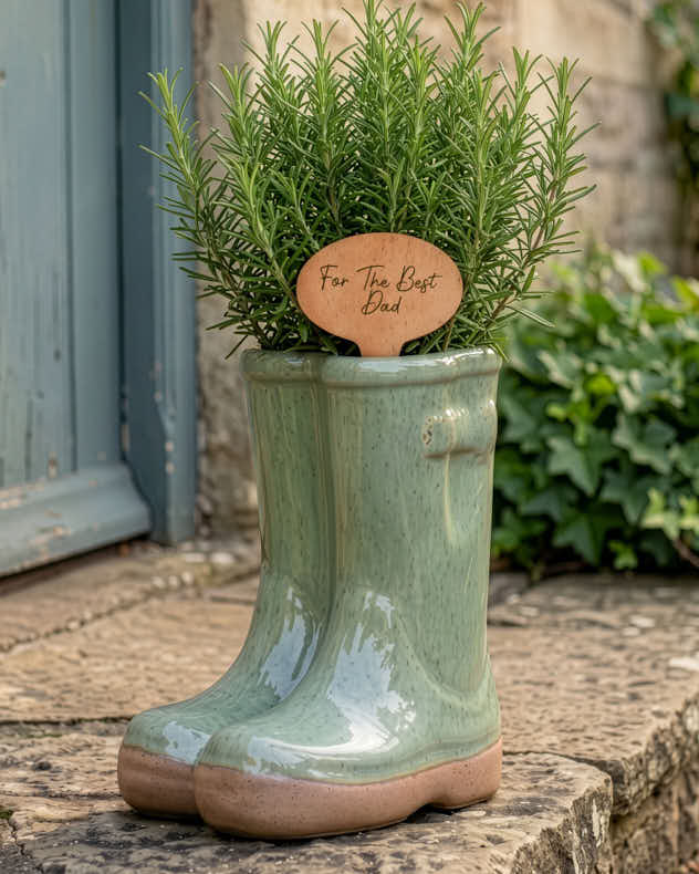 Personalised Small Green Welly Planter
