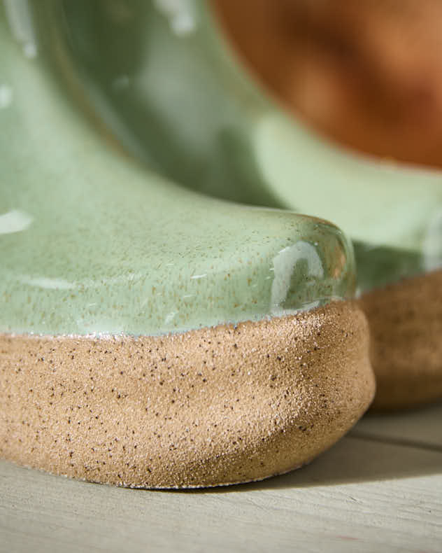 Sage Green Welly Boots Planter with Personalised Marker