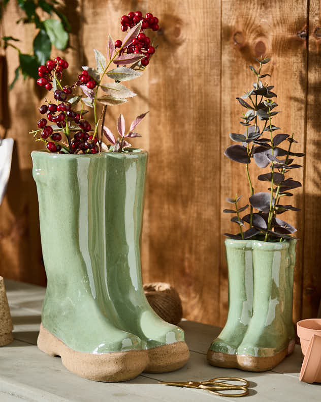 Little and Large Green Wellington Planter Gift Set