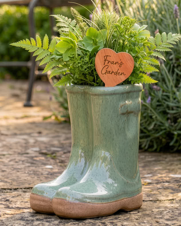 Personalised Small Green Welly Planter