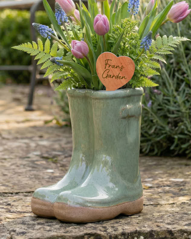 Personalised Small Green Welly Planter