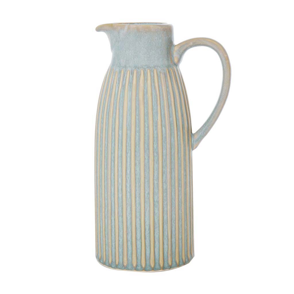 Classic Ribbed Washed Blue Pitcher Jugs