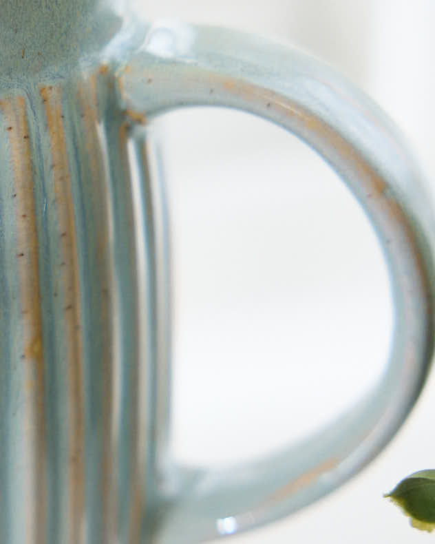 Serving Jugs &amp; Pitchers - Small Ribbed Blue Pitcher Jug Vase