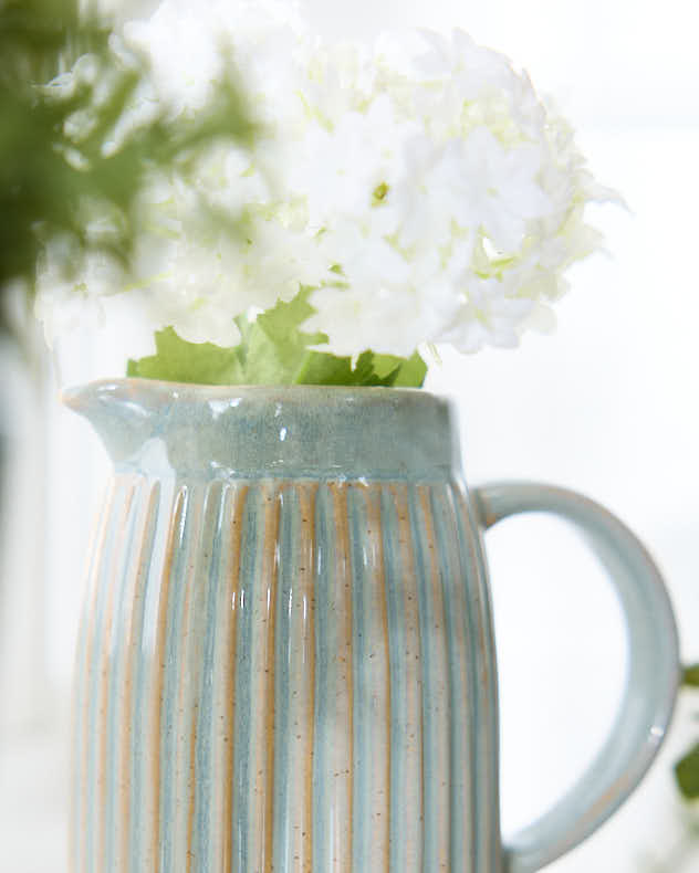 Serving Jugs & Pitchers - Small Ribbed Blue Pitcher Jug Vase