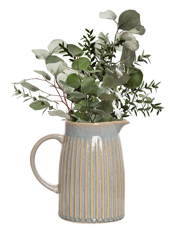 Vases Large - Ribbed Washed Blue Pitcher Jugs
