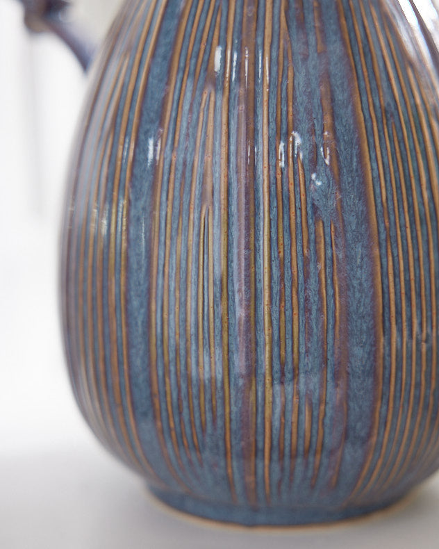 Vases - Aegean Blue Fluted Pitcher Jug Vase