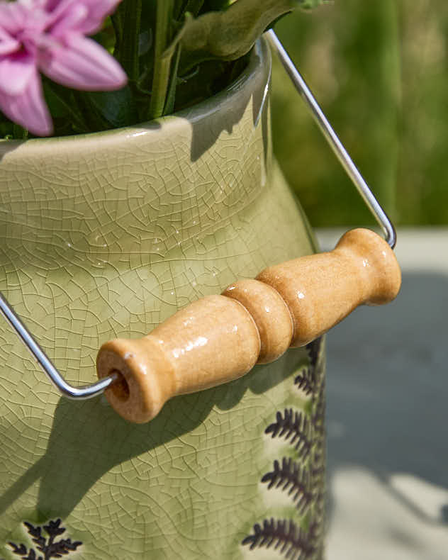 Pear Green Fern Churn Vase