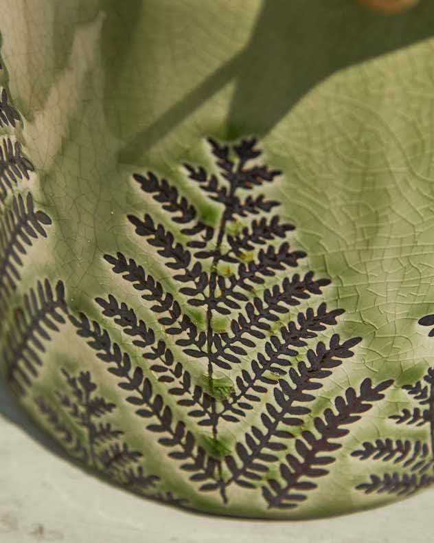 Pear Green Fern Churn Vase