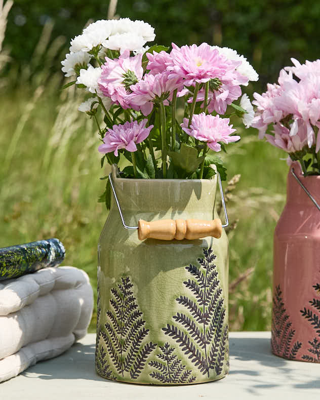 Pear Green Fern Churn Vase