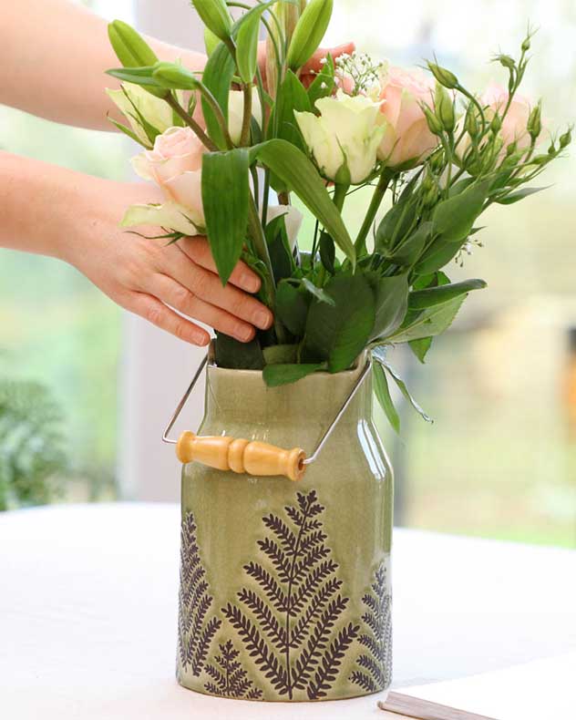 Pear Green Fern Churn Vase