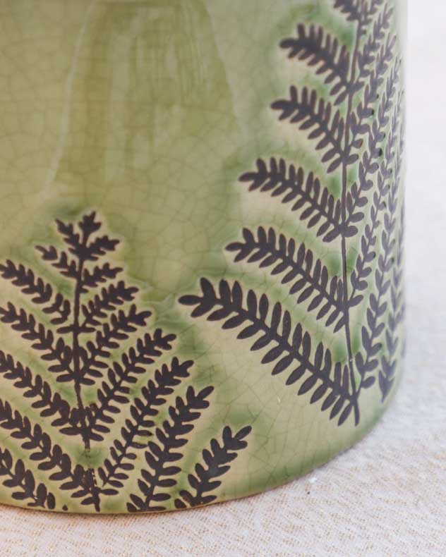 Pear Green Fern Churn Vase