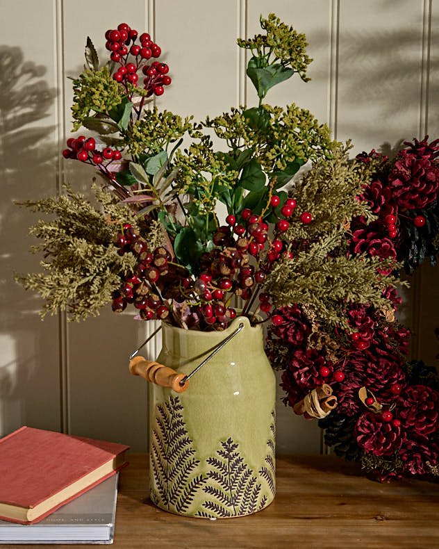 Pear Green Fern Churn Vase