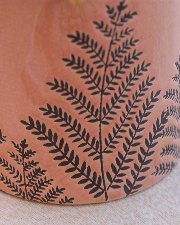 Fern Leaf Pink Milk Churn Flower Vase