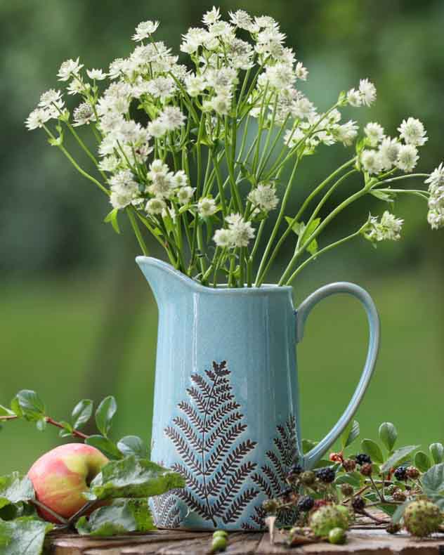 Sky Blue Fern Pitcher Jug Vase