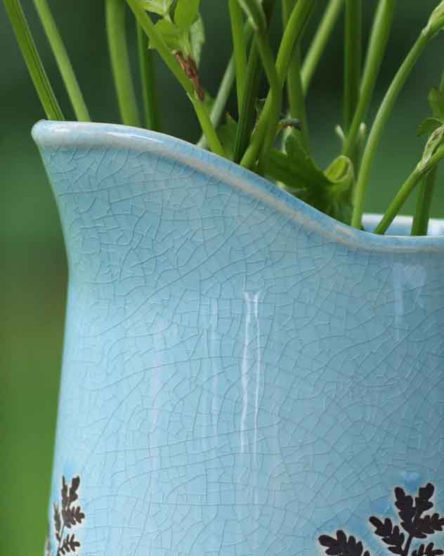 Sky Blue Fern Pitcher Jug Vase
