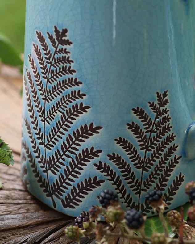 Sky Blue Fern Pitcher Jug Vase