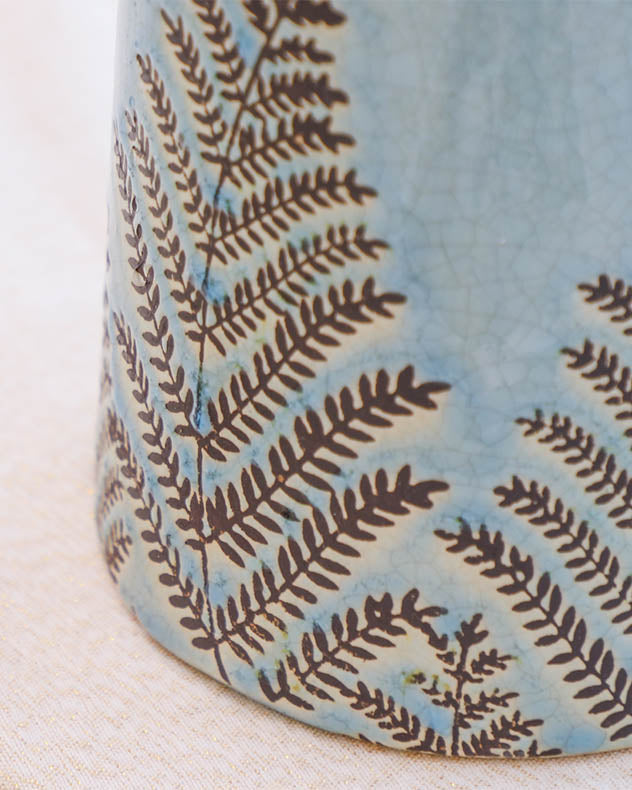 Sky Blue Fern Pitcher Jug Vase