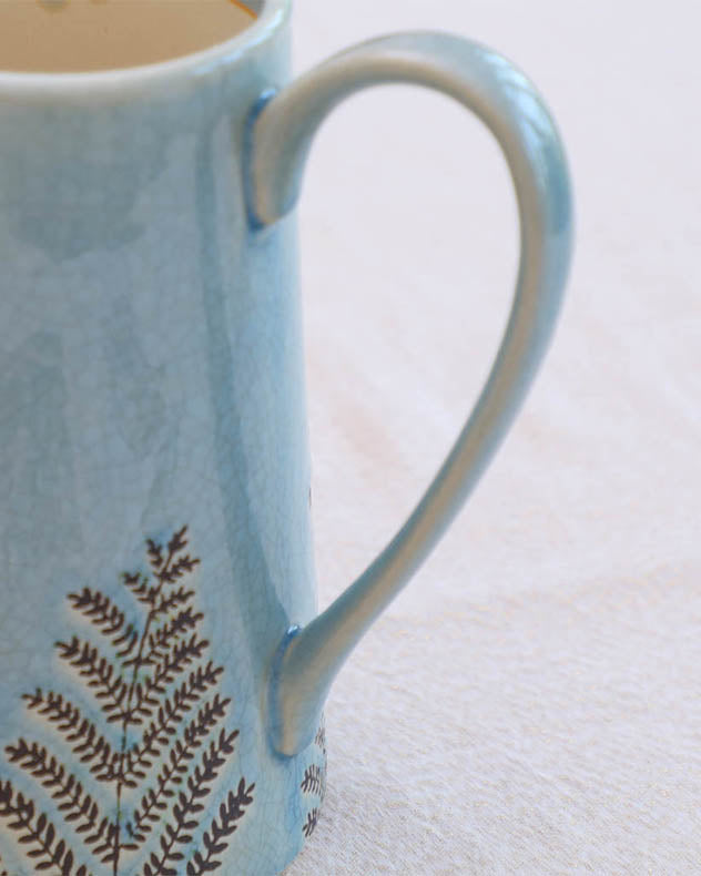 Sky Blue Fern Pitcher Jug Vase