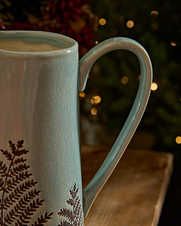 Sky Blue Fern Pitcher Jug Vase