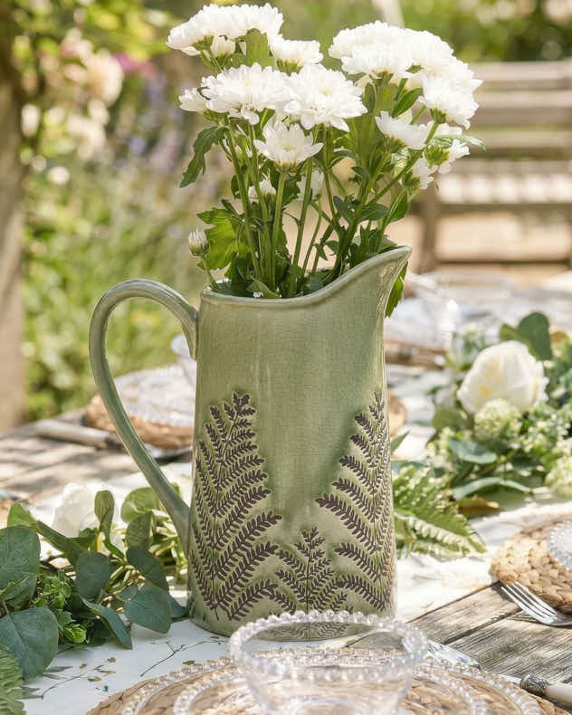 Vases - Green Fern Pitcher Jug Vase