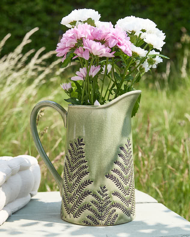 Green Fern Pitcher Jug Vase