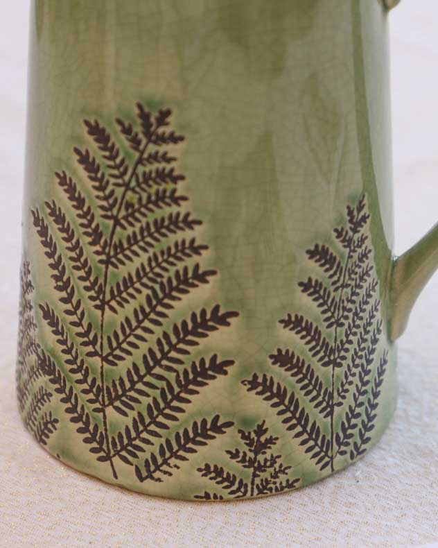 Green Fern Pitcher Jug Vase