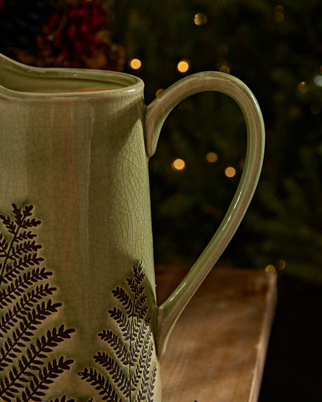 Green Fern Pitcher Jug Vase