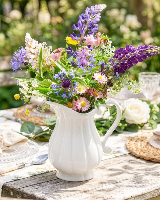 Vases - Ceramic Fluted White Jug Vase
