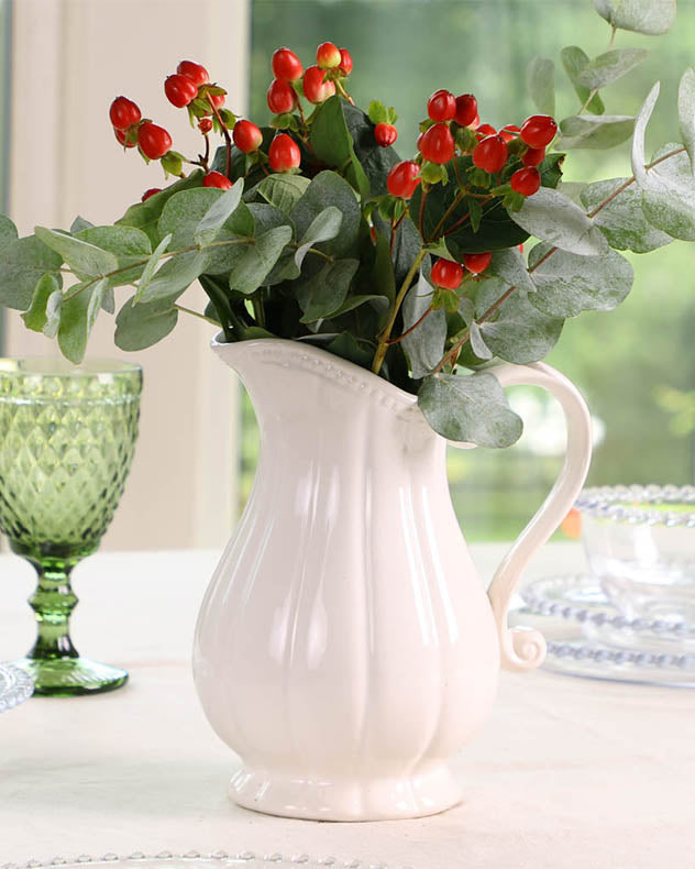 Ceramic Fluted White Jug Vase
