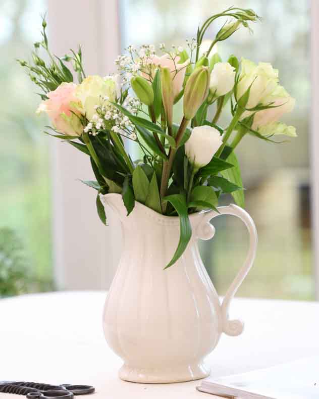 Ceramic Fluted White Jug Vase