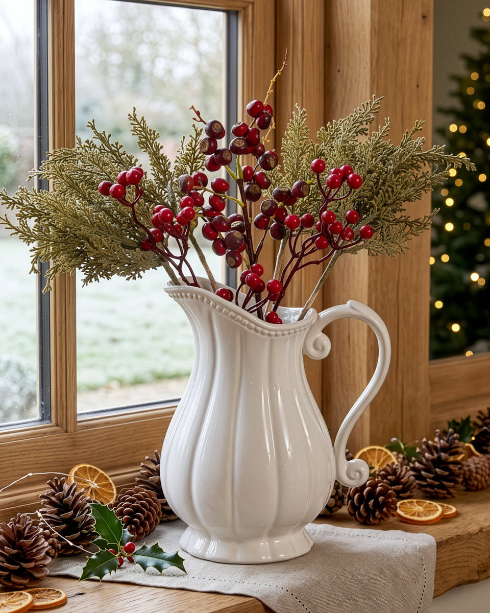 Ceramic Fluted White Jug Vase