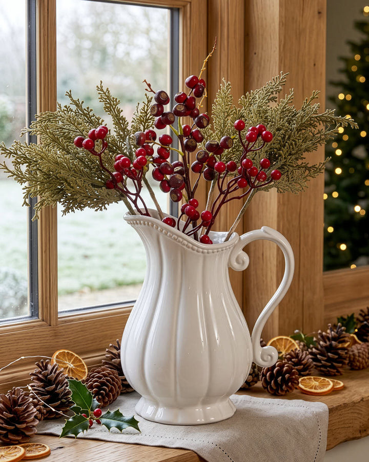 Ceramic Fluted White Jug Vase