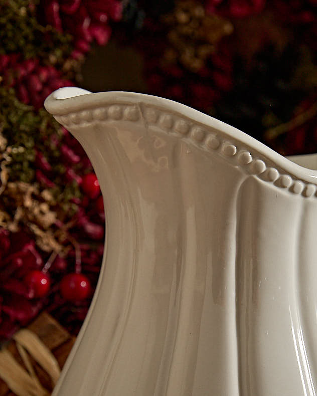 Ceramic Fluted White Jug Vase