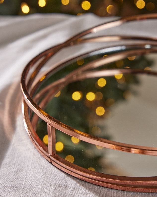 Rose Gold Mirrored Drinks Tray