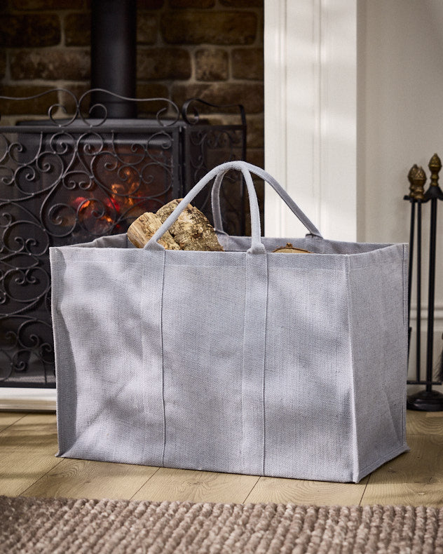 Grey Jute Log Racks & Carriers - Large Grey Jute Log Carrier