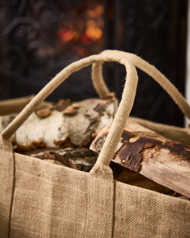 Personalised Natural Deer Jute Log Carrier