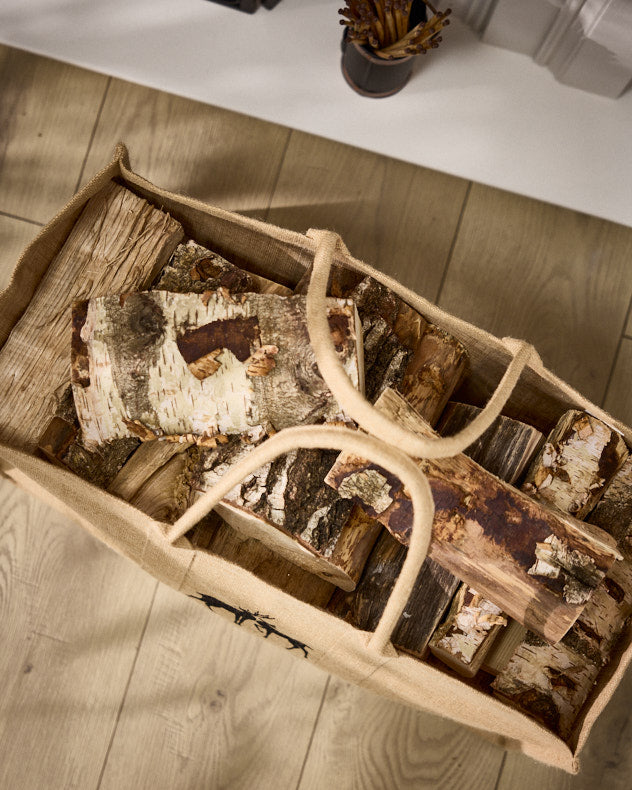 Log &amp; Coal Storage - Natural Deer Jute Log Carrier