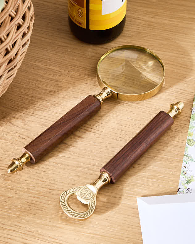 Bottle Openers - Brass Magnifying Glass &amp; Bottle Opener